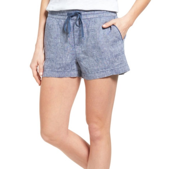 Caslon Pants - NWT Caslon Chambray Blue Shorts Linen Drawstring